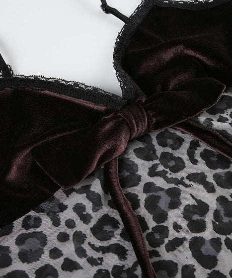 Fall Luxe: Velvet & Leopard Print Bow Cami Top - Chic Y2K Style for American Women