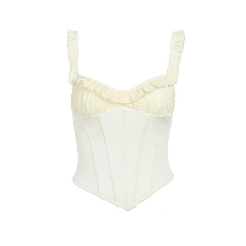Enchanting Ruffled Corset Cami Top – Autumn Chic & Fall Layering Essential