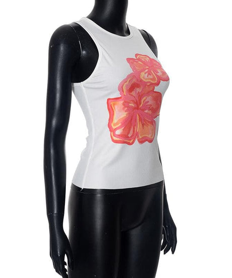 Vibrant Hibiscus Ribbed Tank Top - Effortless Fall Style & Warm-Weather Getaways