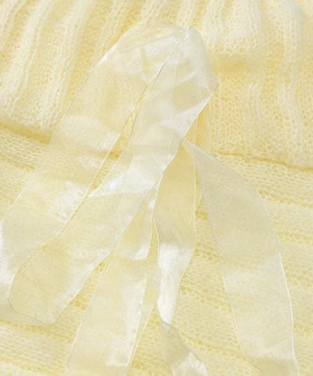 Chic Fall Off-Shoulder Ribbed Knit Top with Sheer Bow | Cozy Autumn Style for Women