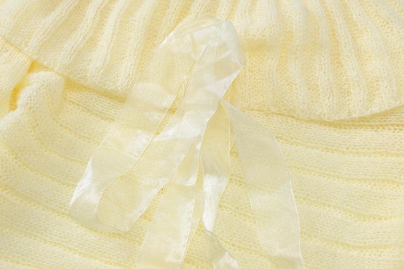 Chic Fall Off-Shoulder Ribbed Knit Top with Sheer Bow | Cozy Autumn Style for Women