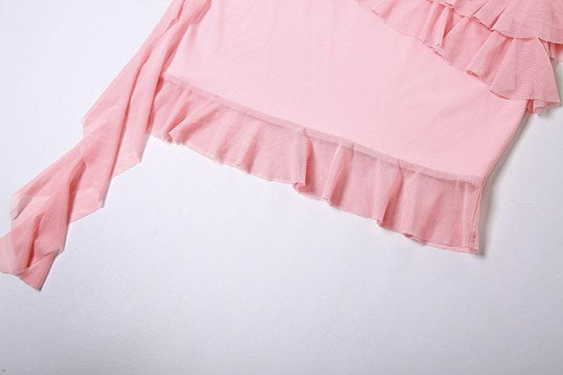Flirty Pink Ruffle Off-Shoulder Mini Dress - Y2K Glam for Fall Parties & Getaways
