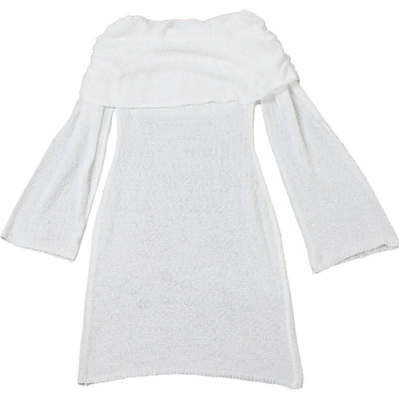 Effortlessly Chic White Off-Shoulder Knit Mini Dress – Your Fall & Holiday Essential