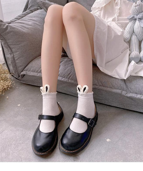 Whimsical Bunny Ears Ruffle Ankle Socks - Cozy Cute for Fall & Halloween!