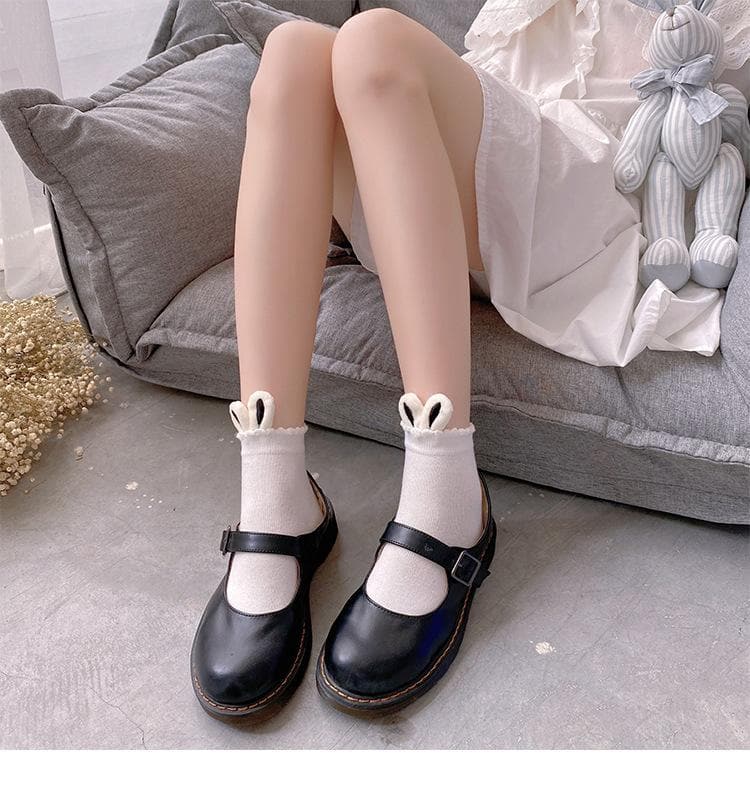 Whimsical Bunny Ears Ruffle Ankle Socks - Cozy Cute for Fall & Halloween!