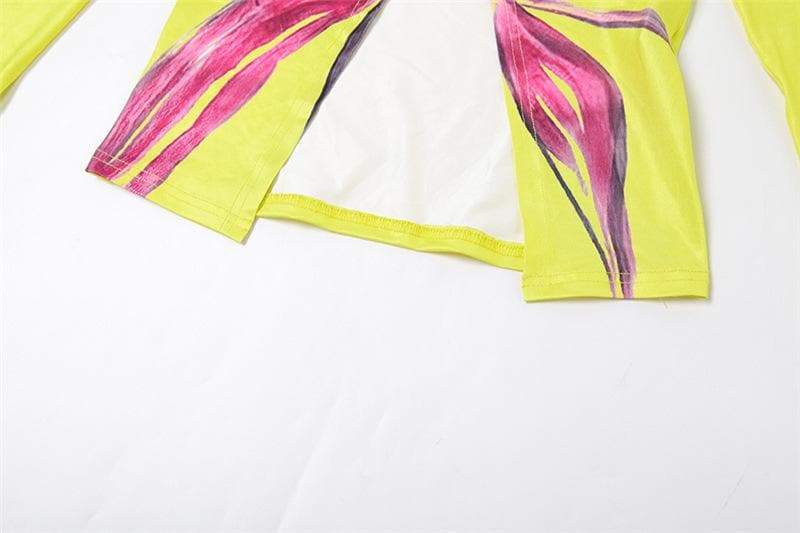 Lime Green Glow-Up: O-Ring Long Sleeve Midi Skirt Set – Your Fall & Holiday Statement Piece