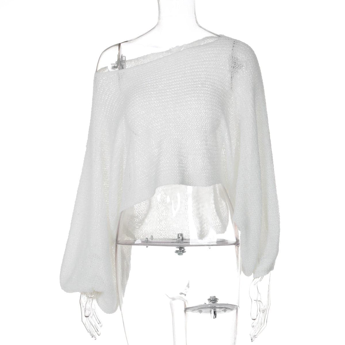 Effortless Glamour: One-Shoulder Sheer Knit Puff Sleeve Top | Fall Style Statement