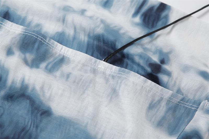 Sultry Indigo Tie-Dye Cowl Neck Bodycon Mini Dress - Perfect for Fall Nights & Parties