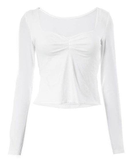 Fall Favorite Ruched Square Neck Long Sleeve Top | Flattering Bodycon Chic