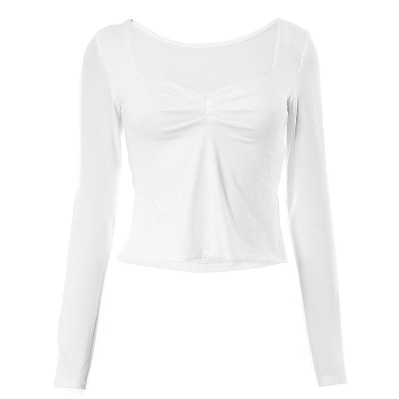 Fall Favorite Ruched Square Neck Long Sleeve Top | Flattering Bodycon Chic