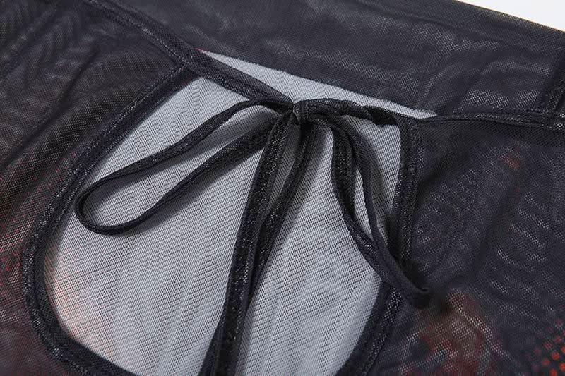 Midnight City Mesh Maxi Dress - Edgy High Slit Cami for Fall Nights Out