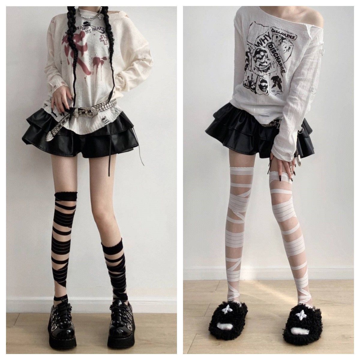Spooky Season Essential: Gothic Bandage Thigh High Socks – Perfect for Halloween Costumes & Edgy Alt Fashion