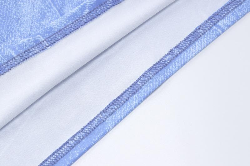 Y2K Faux Denim Print Mini Dress - Chic V-Neck Spaghetti Strap Bodycon for Fall Parties