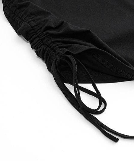 Siren Black Halter Lace-Up Cut-Out Mini Dress with Statement Sleeves - Fall Party & Clubwear Essential