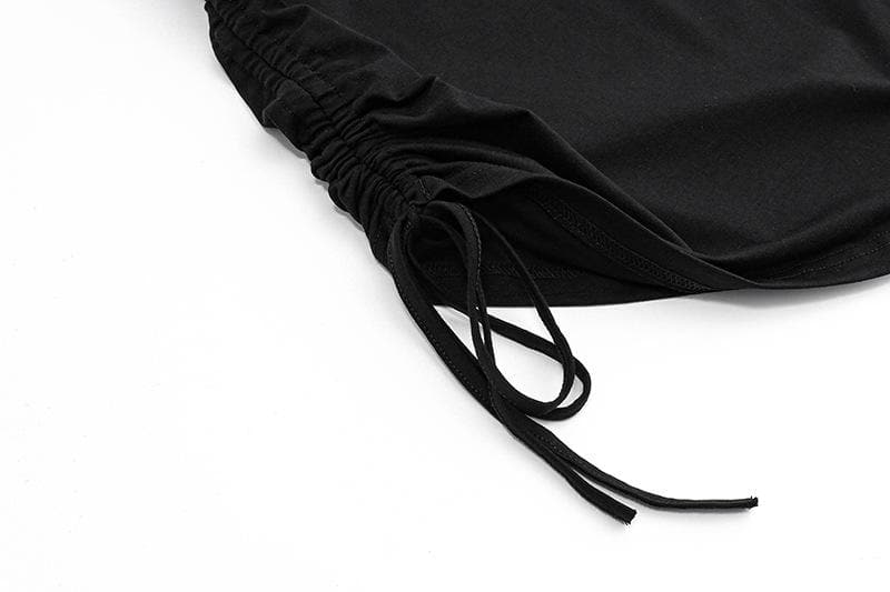 Siren Black Halter Lace-Up Cut-Out Mini Dress with Statement Sleeves - Fall Party & Clubwear Essential