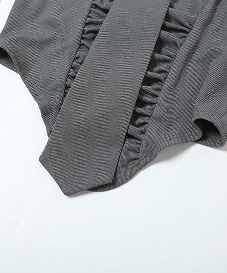 Autumn Allure: Chic Off-Shoulder Halter Ruched Long Sleeve Crop Top - Your Fall Fashion Must-Have