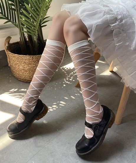 Chic Criss-Cross Knee-High Socks - Balletcore & Coquette Fall Fashion Essential