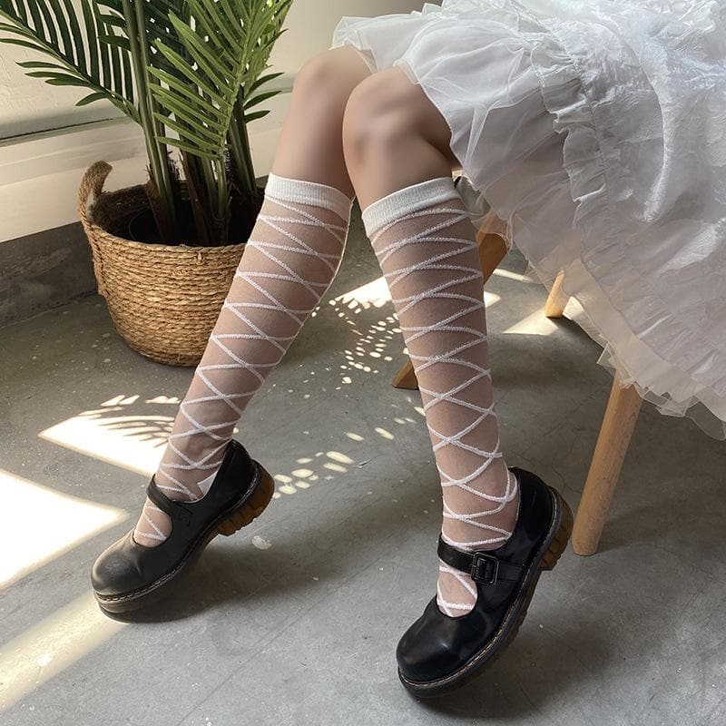 Chic Criss-Cross Knee-High Socks - Balletcore & Coquette Fall Fashion Essential