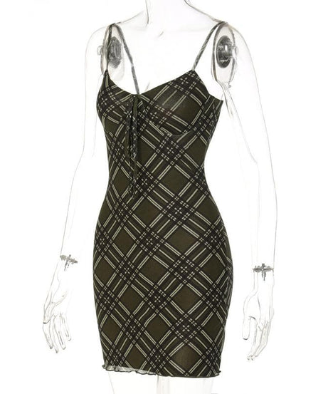 Effortless Autumn Plaid Tie-Front Bodycon Mini Dress | Chic Fall Style