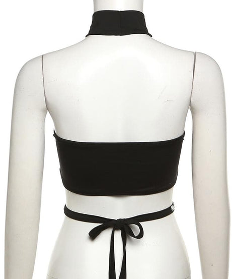 Dazzling Rhinestone Halter Crop Top - Ultimate Party, Club & Halloween Glam