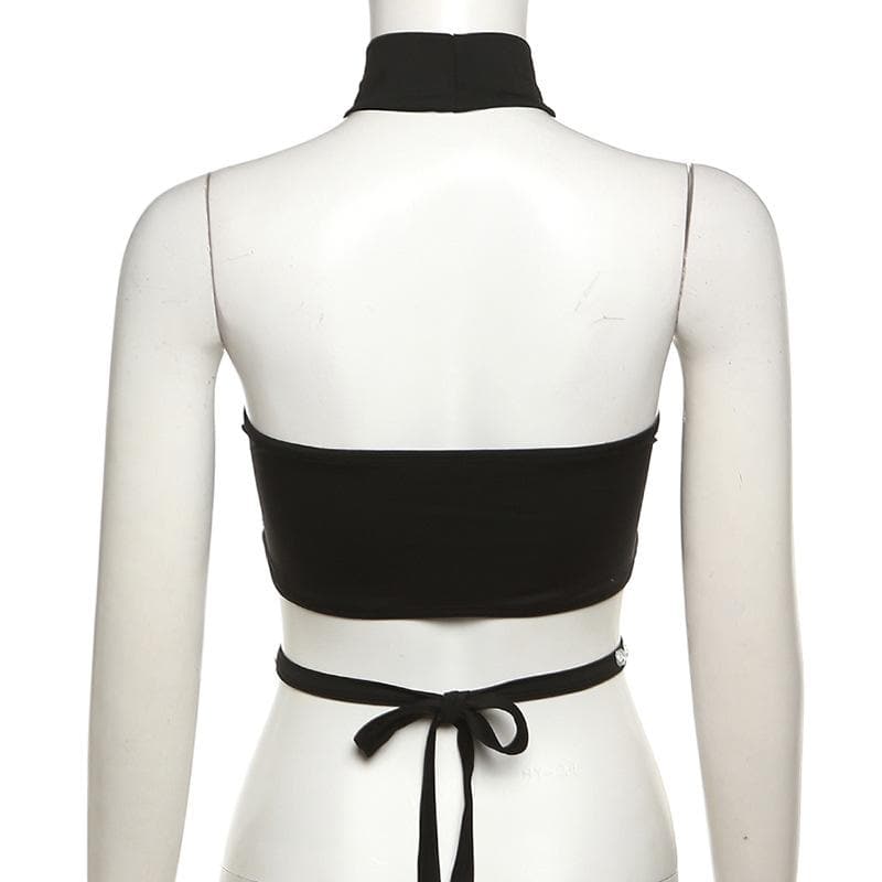 Dazzling Rhinestone Halter Crop Top - Ultimate Party, Club & Halloween Glam