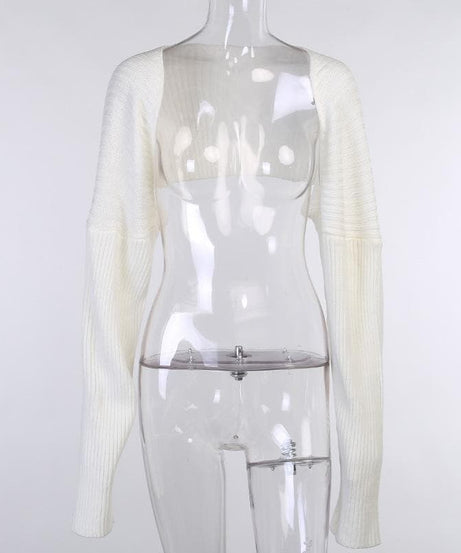 Effortless Fall Chic: Women's Camel Ribbed Knit Cropped Shrug Top