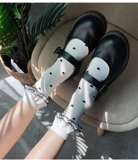 Darling Ruffle Heart Crew Socks | Cozy Fall & Holiday Style for Her