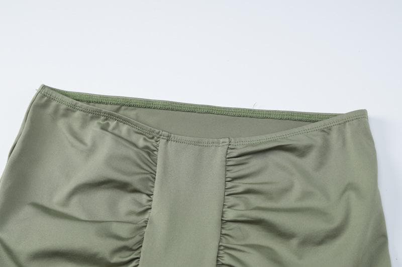 Trendy Fall Nights: Ruched Off-Shoulder Crop Top & Asymmetrical Mini Skirt Set