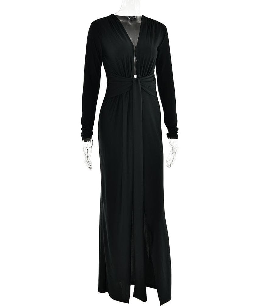 Glamorous Royal Blue Plunge V-Neck Ruched Maxi Dress - Fall & Holiday Party Statement