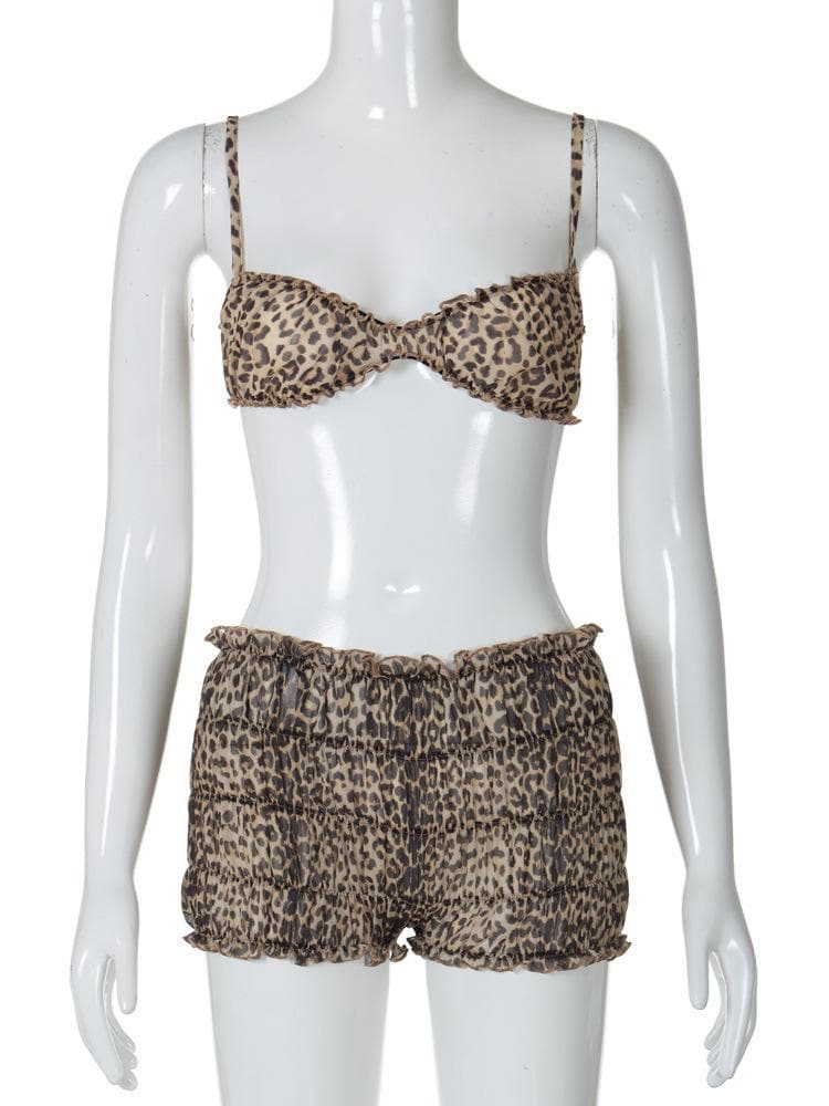 Wild Instincts Leopard Print Cami & Ruffle Shorts Set - Fall Getaway & Luxe Loungewear