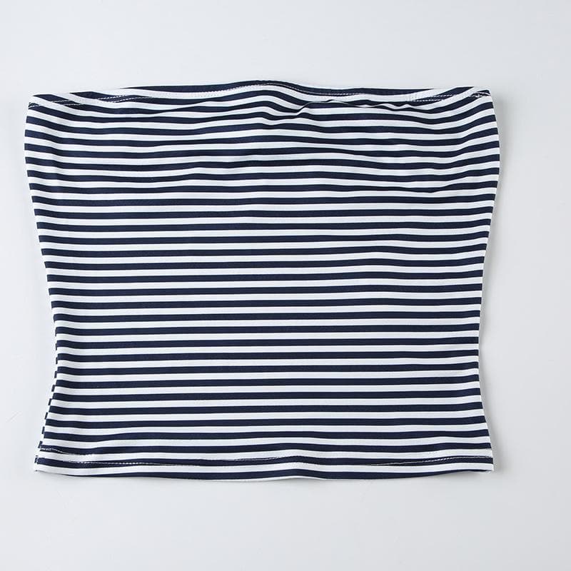 Effortless American Chic: Striped Strapless Tube Top - Your Fall Layering & Holiday Travel Essential