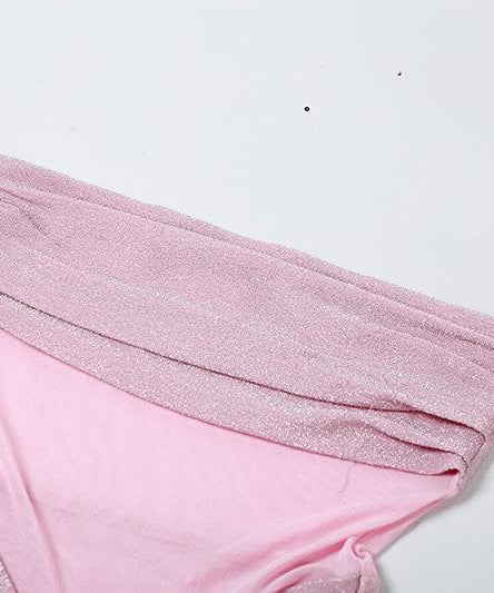 Glamour & Glow: Shimmering Rose Appliqué Mini Dress with Opera Gloves - Your Holiday Party & NYE Statement!