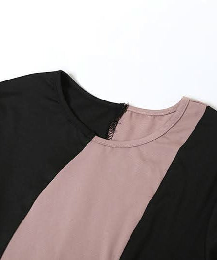 Elegant Two-Tone Wavy Maxi Dress - Figure-Flattering Long Sleeve for Fall & Holiday