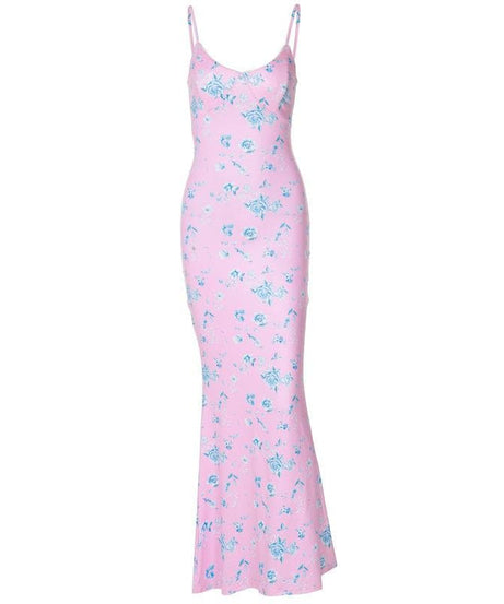Effortless Elegance: Pink Floral Spaghetti Strap Maxi Dress - Romantic Pick for Fall Getaways & Date Nights