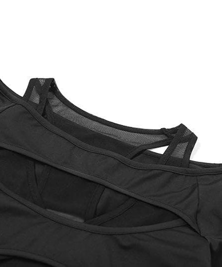 Daring Desire: Black Mesh Cut-Out Long Sleeve Bodysuit – Your Fall & Halloween Party Statement