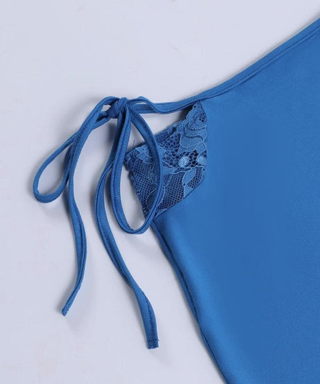 Royal Blue Obsession: Mesh & Lace Cutout Mini Skirt Set - Fall Night Out