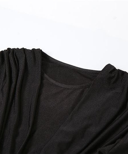 Autumn Allure: Chic Ruched Knotted Maxi Dress with Slit – Long Sleeve Fall Elegance