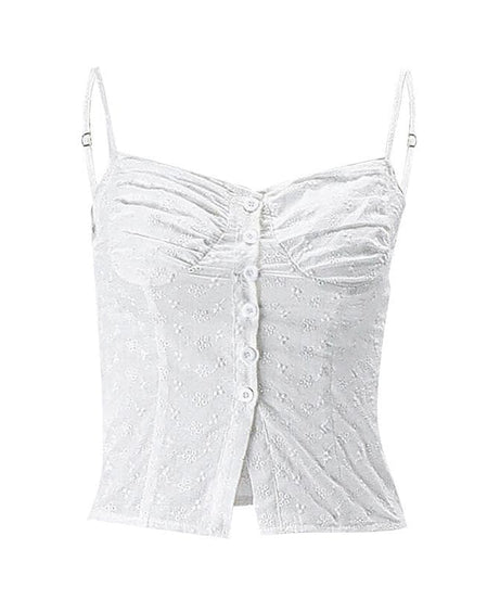 Chic White Embroidered Cami Top - Effortless Fall Layering & Transitional Style