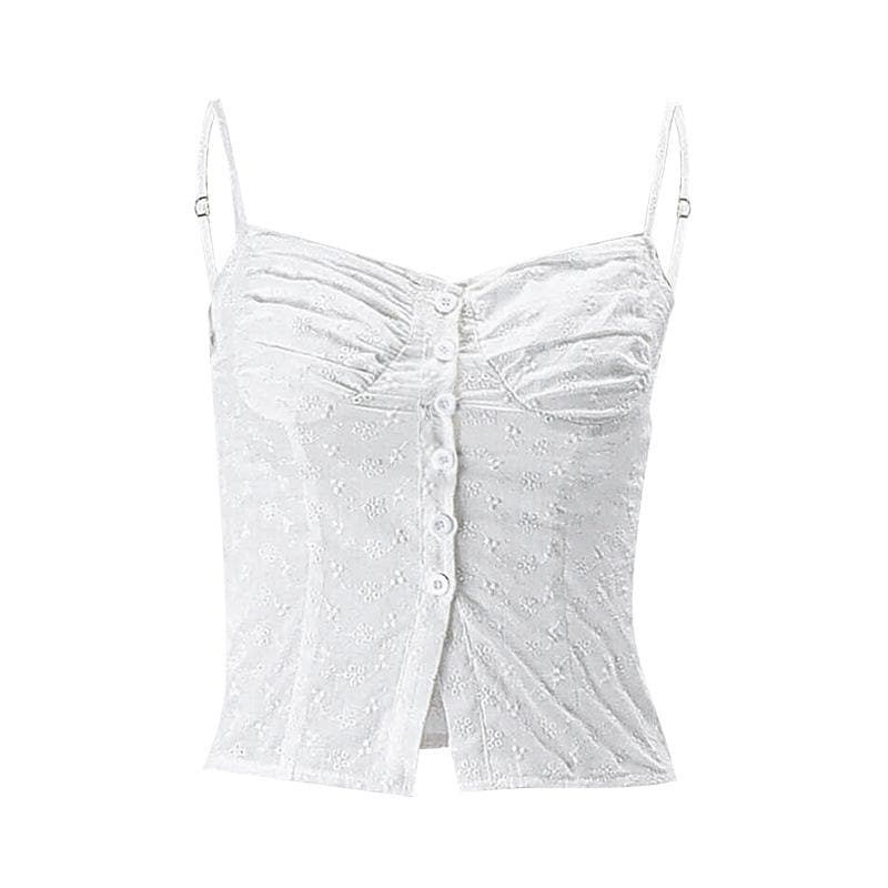 Chic White Embroidered Cami Top - Effortless Fall Layering & Transitional Style