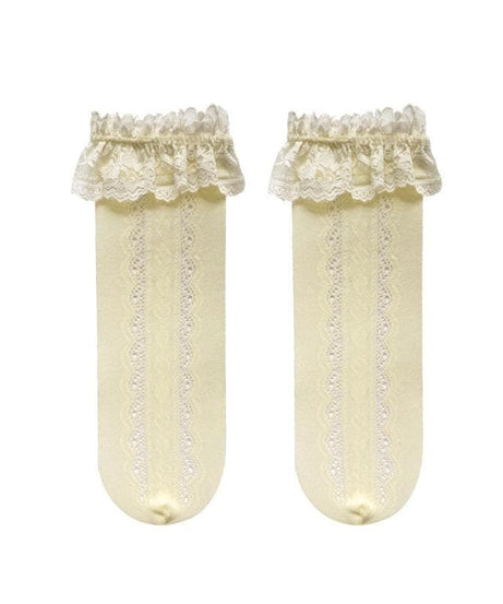 Sweetheart Lace Ruffle Knee-High Socks | Delicate Heart Knit | Cozy Fall & Coquette Style
