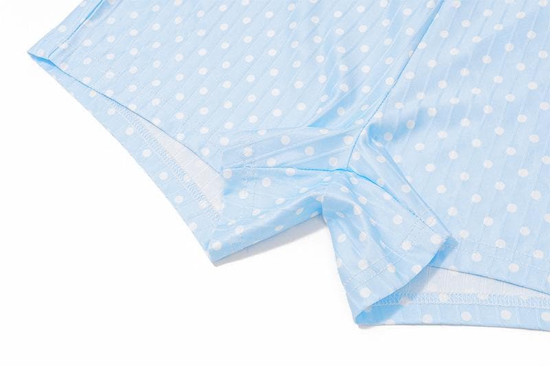 Women's Light Blue Polka Dot Swim Dress with Bowknot Detail & Shorts – Your Fall/Winter Vacation Essential