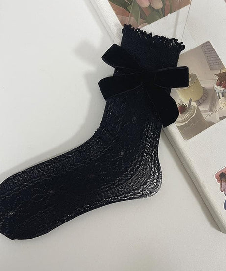 Coquette Chic Lace Ruffle Ankle Socks with Velvet Bows | Fall Fashion Trend