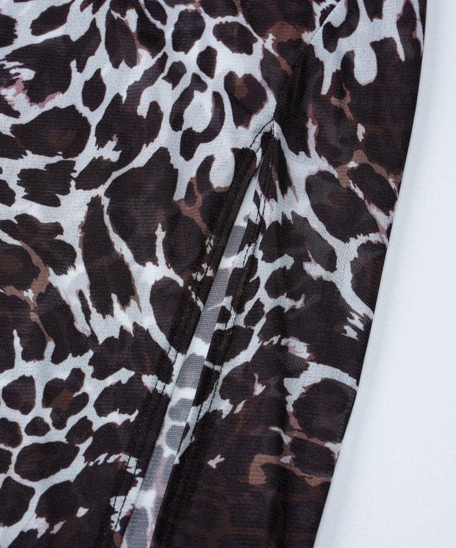 Slinky Leopard Print Cowl Neck Maxi Dress with High Slit - Fall & Holiday Glam