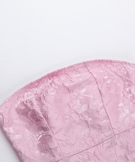 Blush Pink Floral Jacquard Strapless Mini Dress - Chic Fall Party & Homecoming Style