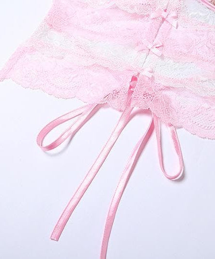 Coquette Chic: Pink Lace Bow Cut-Out Cami Top – Your Autumn Evening & Halloween Party Essential