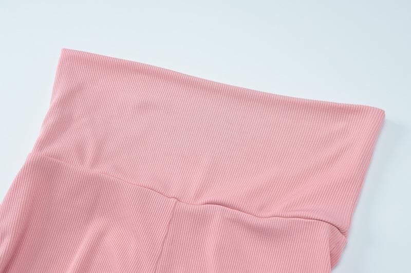 Blush Pink U-Neck Crop Top & Flared Pants Set: Cozy Chic for Fall Comfort & Athleisure