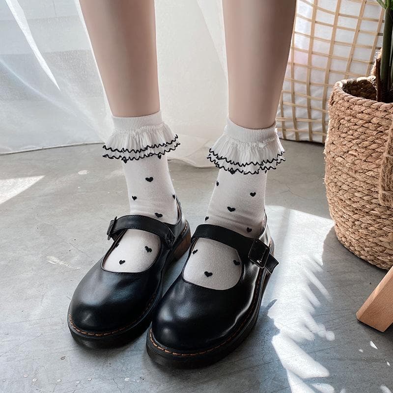 Darling Ruffle Heart Crew Socks | Cozy Fall & Holiday Style for Her