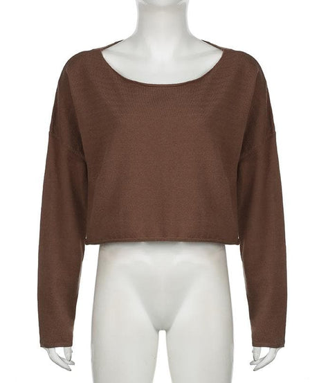 Cozy Mocha Knit Cropped Sweater – Your Chic Fall & Winter Essential