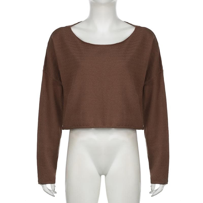 Cozy Mocha Knit Cropped Sweater – Your Chic Fall & Winter Essential