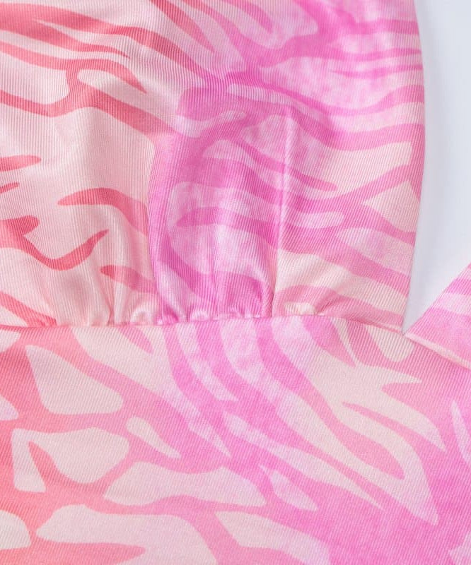 Chic Pink Zebra Maxi Dress - V-Neck Open Back for Fall & Holiday Parties